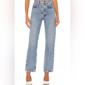 AGOLDE 29 Light Blue button fly crop straight leg 90s pinch waist